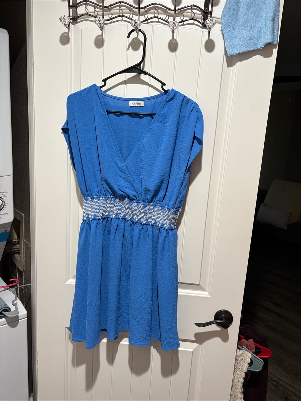 Cupshe Royal Blue V-Neck Smocked-Waist Tunic